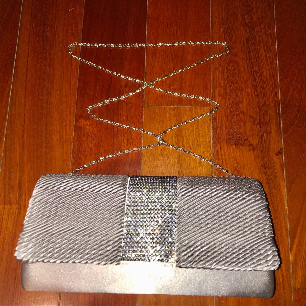 Grey silver sparkly clutch/cross body bag